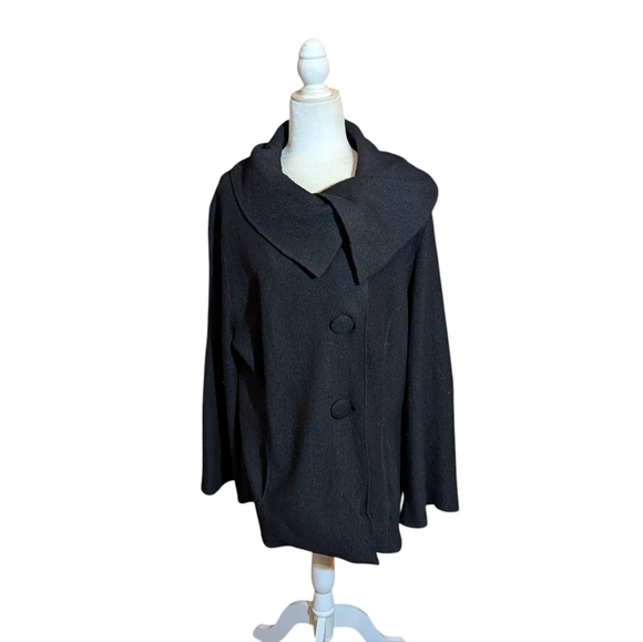 Sandro Boiled Wool Swing Jacket Plus Size Designer Minimalist Sz 1x - Picture 7 of 11